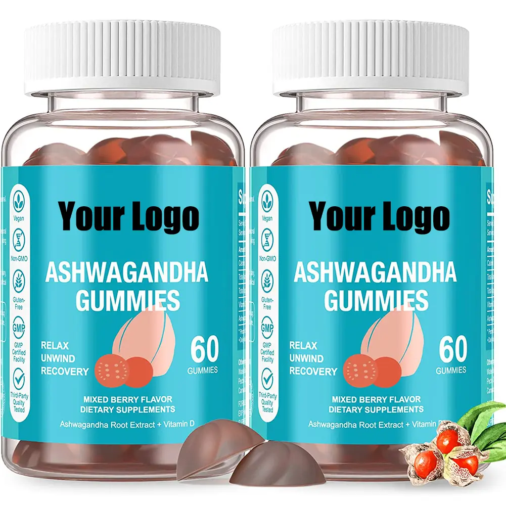 OEM Nhà máy cung cấp Hữu Cơ Ashwagandha chiết xuất Gummies cho chăm sóc sức khỏe với Vitamin D năng lượng giấc ngủ Gummies