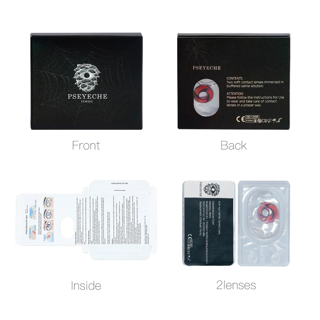 Sharingan Contact Lenses Customized Box Paper Halloween Lenses Eye Contact 1 Year Personcal Brand OEM Box for Costume Contacts