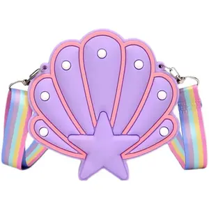 Vendita calda alla moda Kawaii Cartoon a forma di conchiglia in Silicone Mini portamonete all'aperto viaggio graziosa bambina borsa a tracolla con cinturino