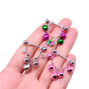 Anneaux de <span class=keywords><strong>téton</strong></span> de Noël en acier inoxydable avec clochettes pendantes, bijoux de <span class=keywords><strong>piercing</strong></span> festifs pour femmes, pour les fêtes - Product Image 6