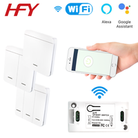 Interrupteur d'éclairage sans fil RF 433 MHz AC 220 V 1CH 10A avec bouton poussoir et émetteur, système de maison intelligente OEM