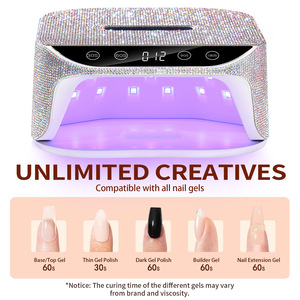 Lampe à ongles UV LED à décorations en strass, haute puissance, séchage rapide du vernis gel, sécheuse à ongles professionnelle pour salon de manucure - Product Image 2