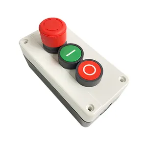 3P 600V 10A OFF-ON-OFF Start Stop NC Emergency NO Red Green Control Electric Circuit Flat Push Button Switch