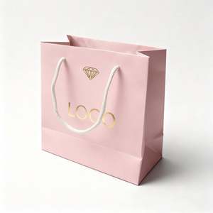 Sac d'emballage en papier d'art rose personnalisé avec logo, haute qualité, avec dorure à chaud – Offre spéciale - Product Image 2