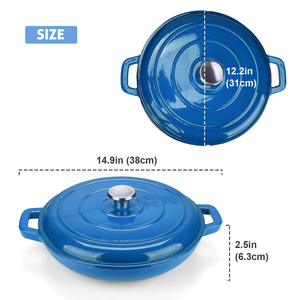 Casserole et marmite de camping rouge de sécurité en fonte émaillée avec revêtement sans plomb - Product Image 2