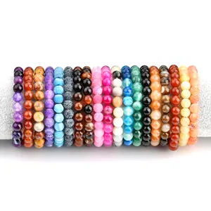 Natural Stone Crystal Bracelets Healing Stone 4.6.8.10mm Gemstones Handmade Crystal Stretch Bead Bracelet