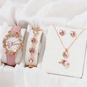 Heart Jewelry <b>Watch</b> Set Women Quartz Wristwatch Necklace Earrings <b>Ring</b> Bracelet Gift Set - Product Image 2