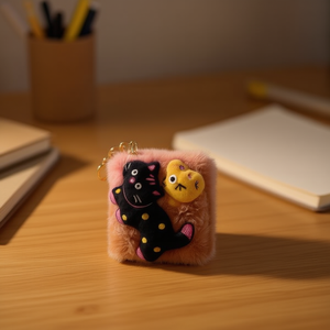 Cartera de bolsillo cuadrada con diseño de gatito, 12x10cm, mini bolso de piel sintética con llavero para mujeres y niñas, accesorio de moda - Product Image 3