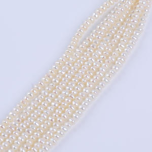 Perles plates blanches naturelles de 18 cm, 3,5-4 mm, pour la fabrication de bracelets faits main, perles roses semi-finies, en vrac - Product Image 1