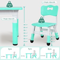 Ensemble table et chaise pour enfants, moderne, sécuritaire, réglable en hauteur, en plastique écologique, durable, pour la crèche et l'étude