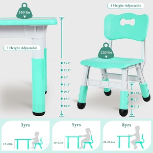 Juego <span class=keywords><strong>de</strong></span> <span class=keywords><strong>Mesa</strong></span> y Silla para Guardería Infantil, Moderno y Seguro, Altura Ajustable, Plástico Ecológico y Duradero, Muebles <span class=keywords><strong>de</strong></span> Estudio para Niños Pequeños - Product Image 3