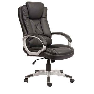 Chaise de bureau exécutive pivotante ergonomique confortable à dossier haut en cuir PU - Product Image 1