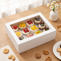 Boîtes à gâteaux rectangulaires en carton blanc 14x10x4 faciles à assembler avec fenêtre transparente pour cupcakes, brownies et tartes