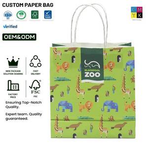 Eco-Friendly Custom Logo <strong>Printed</strong> Kraft <strong>Paper</strong> Shopping <strong>Bag</strong> Twisted Handle Biodegradable Retail Gift Packaging Tote Candle Craft - Product Image 1