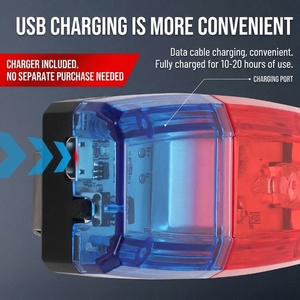 Luce di Segnalazione <span class=keywords><strong>a</strong></span> LED Ricaricabile con Clip per Spalla, Impermeabile IP68, Lampeggiante Rosso e Blu, Realizzata in Plastica Resistente - Product Image 4
