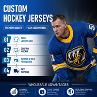 Maillots de hockey sur glace personnalisés, impression par sublimation, 100% polyester, respirant, séchage rapide, pour jeunes et adultes, vente en gros, faible MOQ, OEM