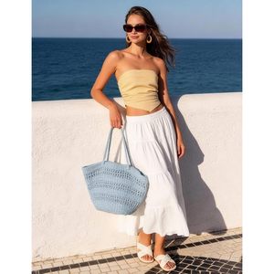 FOXA Flowy Maxi <b>Skirt</b> Women Summer Tiered A Line Elastic Waist Cotton Long <b>Skirt</b> <b>Boho</b> Style Flared Ruffle Pleated <b>Skirts</b> - Product Image 3