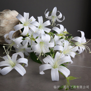 Yihua Floral Art Fleurs artificielles en soie suspendues à deux têtes, Lys blancs et rose clair pour la décoration intérieure - Product Image 5