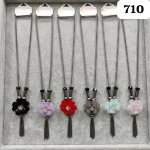 Collier long PingBling pour femme, multicolore, noir canon de fusil, plaqué zinc, collection avec pendentif floral superposé et centre en cristal - Product Image 2