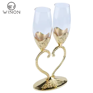Qualità superiore turchia Design matrimonio tostatura bere bicchieri da vino a forma di cuore flauti di Champagne di cristallo