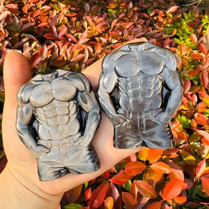 Figura de Hombre Tallada a Mano en <span class=keywords><strong>Obsidiana</strong></span> Plateada, Cristal Natural Curativo de Alta Calidad para Regalo, Venta al Por Mayor - Product Image 1