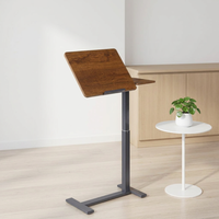 Bureau debout réglable en hauteur manuel et économique avec structure métallique et plateau en bois pour bureau à domicile, design moderne
