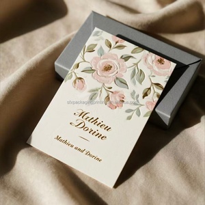 Tarjetas de Invitación de Alta Calidad con Relieve 3D, Lujosas con Forro de Papel Dorado, Sobres y Tarjetas de Felicitación de Terciopelo con Diseño Artístico de Rosas - Product Image 4