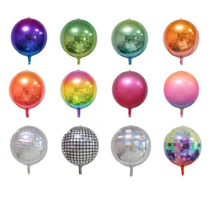 22Inch Gradient Helium Balloon Party Supplier 4D Round Helium Foil Balloon Globos Al Por Mayor For Party Decoration