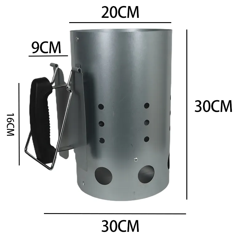 Allume-feu à charbon Portable multifonction en acier galvanisé avec poignée résistante à la chaleur