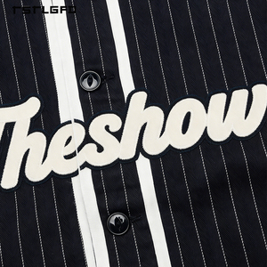 Camiseta de Béisbol Personalizada con Rayas, Manga Corta, Cuello en V, Estilo Urbano, Jersey para Hombre, Hip Hop, Informal, Deportiva - Product Image 4