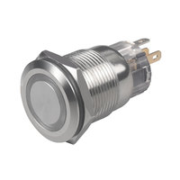 Bouton plat 19 mm DPDT IP65 étanche en acier inoxydable 250 V 1NO1NC, interrupteur miniature à bouton-poussoir momentané ou à enclenchement