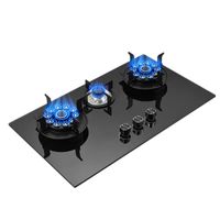 Table de cuisson à gaz pliable 3 brûleurs avec bouton tactile, cuisinière à gaz détachable