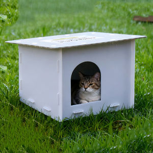 Maison pour chat d'extérieur, abri pour chat errant résistant aux intempéries avec zone de repos et d'alimentation, villa pour chat chaude en hiver, vente en gros - Product Image 6