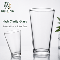 Verre à boire personnalisé avec logo, vente en gros, 500 ml (16,9 oz), en verre, base épaisse conique, compatible lave-vaisselle, pour eau, jus, cocktails