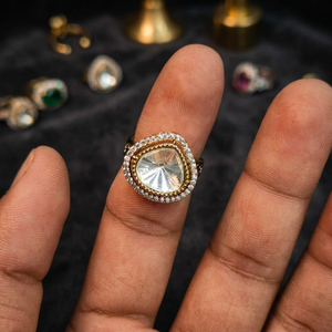 Luxury Gold Plated <b>Adjustable</b> Sunflower American Diamond Cocktail <b>Ring</b> for Women | AAA Cubic Zirconia Statement Bridal <b>Ring</b> | - Product Image 1