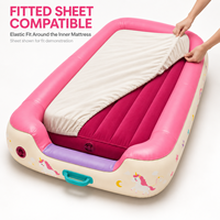 Matelas pneumatique portable pour tout-petits avec coussin intérieur floqué séparé, bordure en PVC imprimé rose et emballage de vente au détail personnalisé