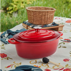 가정용 주방 타원형 캐서롤 레드 논스틱 요리 냄비 해산물 스튜 냄비 컬러드 에나멜 주철 더치 오븐 - Product Image 4