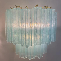 Lustre en tube de verre de Murano de conception italienne moderne en suspension en cristal de verre bleu pour chambre à coucher
