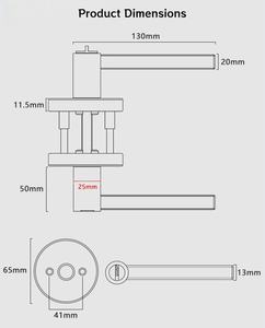 Poignée de porte avec bouton de verrouillage, robuste, verrouillage à <span class=keywords><strong>3</strong></span> <span class=keywords><strong>points</strong></span>, poignées de porte en acier inoxydable 304 avec cylindre de verrouillage - Product Image 4