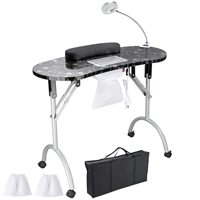 Table de manucure pliable bureau de technicien d'ongles poste de travail Portable avec roues roulantes grand tiroir client poignet Pad sac de transport