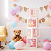 Ballon cube en papier transparent, Boîte d'amour pour bébé, Décorations de fête pour Anniversaire, Saint-Valentin, Noël, Fête des Pères, Fête des Mères