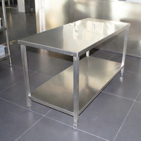 Meja Kerja Dapur Stainless Steel 201 Komersial Tahan Lama Anti Karat Restoran Mudah Dibersihkan Desain Modern Garansi 2 Tahun Hotel