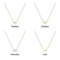 Collier en argent sterling 925 plaqué or 18 carats avec pendentif chiffres porte-bonheur 444 777 pour femme