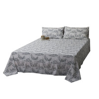 Parure de lit trois pièces en coton lavé de luxe, douce et chaude, tissage uni imprimé, draps et taies d'oreiller pour la maison
