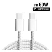 Cable de Nailon USB Tipo-C a C de Carga Rápida PD 60W 3A y Transferencia de Datos de Alta Velocidad para iPhone Serie 15