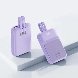 2024ชาร์จไร้สายแบบแม่เหล็กสำหรับ iPhone 15 5000mAh แบตเตอรี่สำรองพร้อมสายในตัวสินค้าใหม่ที่กำลังมาแรง