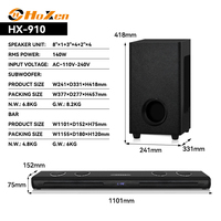 Système Home Cinéma HX910 140W avec Subwoofer, Haut-parleurs 2 pouces, 2 Enceintes pour Barre de Son Optique, AUX, USB, FM