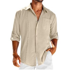 2024 vendita calda <span class=keywords><strong>camicia</strong></span> Casual da <span class=keywords><strong>uomo</strong></span> in cotone in <span class=keywords><strong>pizzo</strong></span> di canapa da polso - Product Image 4