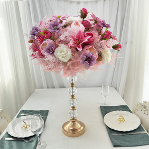 Arrangement artificiel d'hortensias violets, vase décoratif en polyester fait main, fleurs de pivoine hautement réalistes - Product Image 4
