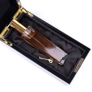 ブラックピアノラッカーカスタム高級木製香水瓶ボックス包装ギフトボックスキーロック付き